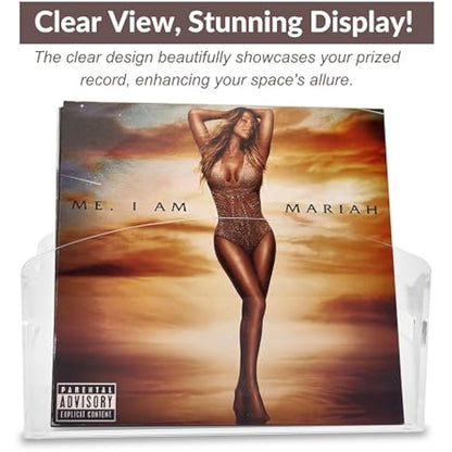 Meicloud Acrylic Vinyl Record Holder - Modern Vinyl Record Storage Box, LP Record Display Stand, Clear Lucite Record Case with Handles, Holds Up to 30-45 Records