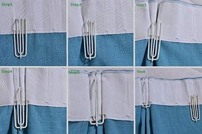 60Pcs White Pinch Pleat Curtain Hooks - Galvanised Metal Drapery Pin Hooks for Windows, Door and Shower Curtains