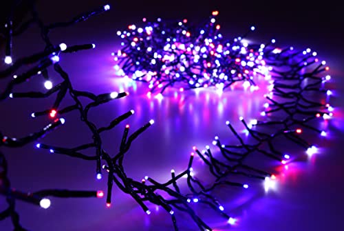 Christmas Concepts 500 6M/20FT Red/Blue White LED Cluster Lights with 8 Function Controller - Indoor/Outdoor - Energy Efficient A++ - Christmas