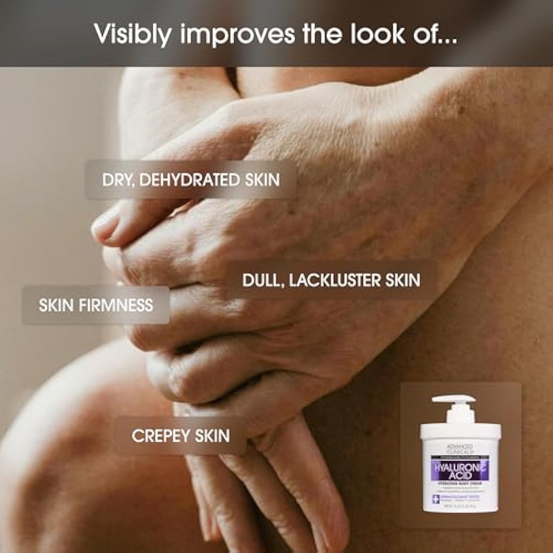 Advanced Clinicals Anti-aging Hyaluronic Acid Cream for face, body, hands. Instant hydration for skin, spa size. (Two - 16oz)
