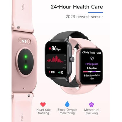 TOOBUR Smart Watch for Women Alexa Built-in, IP68 Waterproof Swimming, 1.8" Fitness Watch with Answer&Make Call/Heart Rate/Step Counter/Sleep Tracker/100 Sports, Compatible Android iOS