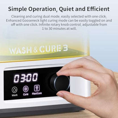 ANYCUBIC Wash and Cure 3 Station, 2 in 1 Wash & Cure Machine for ANYCUBIC Photon Mono Mars LCD/SLA/DLP Resin 3D Printing Models with Dual Cleaning Modes and Uniform Curing, Washing Size 165x100x180mm³