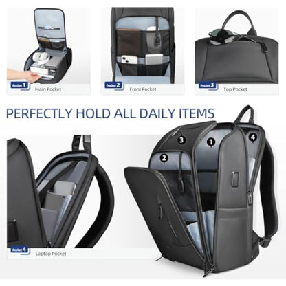 HEROIC KNIGHT Travel Laptop Backpack, Water-Resistant 15.6 Inch Business Laptop Rucksack Bag with USB Charging Port, Anti-Theft Carry on Backpack, High-Tech Casual Daypack for Work Office College