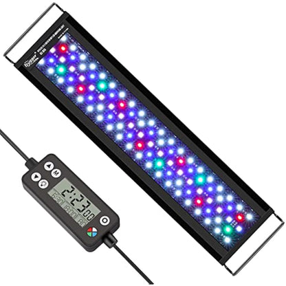 hygger Aquarium Light, Auto On Off LED Aquarium Light, Full Spectrum Fish Tank Light with LCD Monitor, 42W 24/7 Lighting Cycle, 7 Colors, Adjustable Timer,3 Modes for 121-137cm Planted Tank