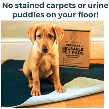 PET IMPACT Washable Puppy Pads, Dog Incontinence Pads, XL Reusable Dog Pee Pad and Puppy Training Pads, Easy Wash and Dry 2-Pad Box (Midnight Blue, 35"x32")