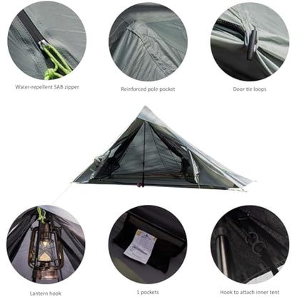 Nature Link Altair One Ultralight Trekking Pole Backpacking Tent, Waterproof SIL Nylon, Double Wall, 3 Season, 1 Person Shelter for Backpacking, Hiking, Camping, Trekking, Bushcraft
