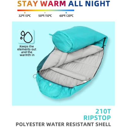 Bessport Sleeping Bag, 4 Seasons 0°C Sleeping Bag, Small Pack Size & Ultralight Outdoor Sleeping Bag, Mummy Sleeping Bag for Camping, Travel, Outdoor and Tent