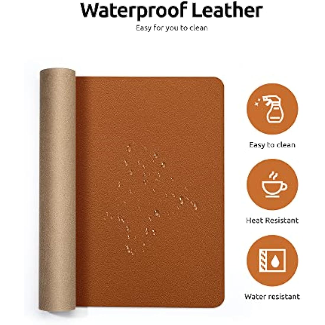 YSAGi Leather Desk Mat, Large Mouse Mat, Non-Slip Desk Pad, Waterproof PU Leather Table Protector Writing Pad for Office and Home (80 x 40 cm, Brown)