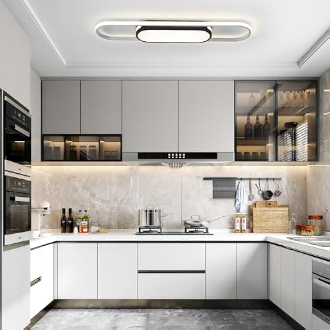 Oninio LED Ceiling Lights 80cm Modern Ceiling Lamp Dimmable Ceiling Light with Remote Control Linear Ceiling Lights for Living Room Kitchen Dining Room Bedroom (Black)