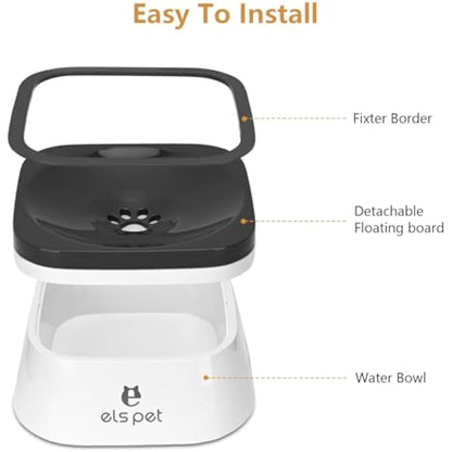 Non Spill Dog Water Bowl, Splash-Free, No Spill, Anti-Choking Dog Bowl, Vehicle Carried Pet Water Bowl for Dogs, Cat, Puppy, Kitty, 1.5L Large Capacity (Grey)