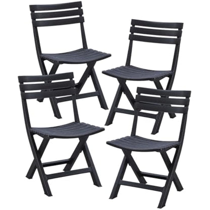 BOOSDEN Folding Plastic Chairs 4 Pack, Foldable Patio Stackable Chairs with Backrest for Outdoor Indoor Camping Picnic Dining Party Wedding Event Black