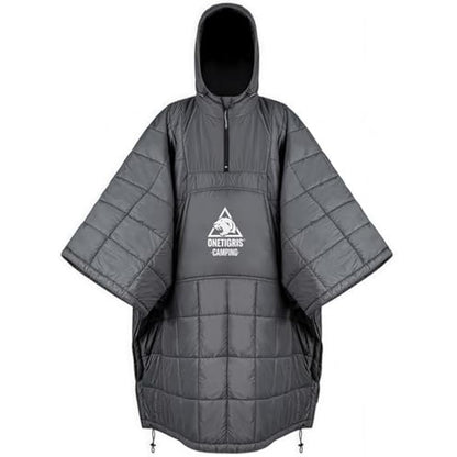 OneTigris Camping Blanket Poncho with Recycled 3M Thinsulate Insulation,Wearable Hoodie Blanket | Ultralight Water-Resistant Warm Camping Blanket for Outdoor, Hiking, Stadium
