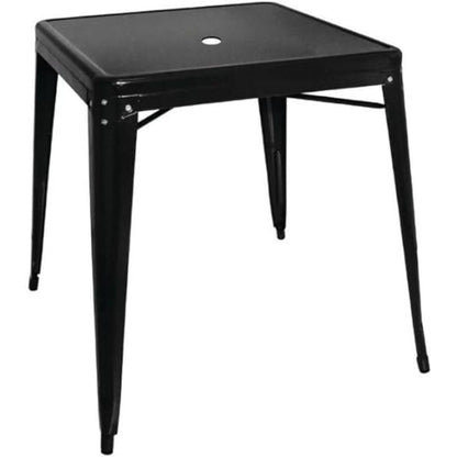 Bolero Commercial Square Steel Outdoor Bistro Table 710mm, Black, S