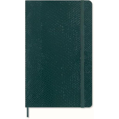 Moleskine Precious & Ethical Notebook, with Gift Box, Vegan Soft Cover Python-Effect, Elastic Closure, Large Format 13x21 cm, Colour Green