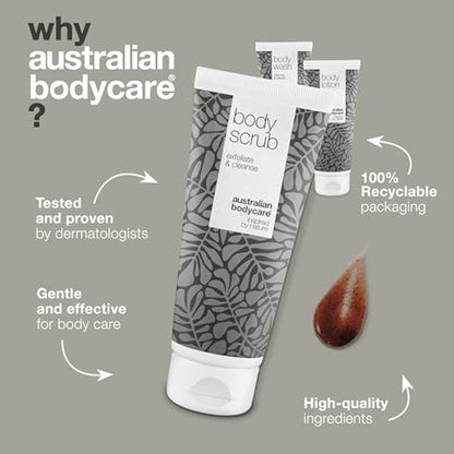 3 products for spots, acne and blackheads on the back and bottom from Australian Bodycare |Tea Tree Oil specially suited to prevent skin problems on your back and bottom
