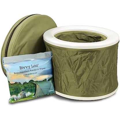 Bivvy Loo Camping Toilet - Portable, Folds Away Flat - Supports Over 150kg (Green)