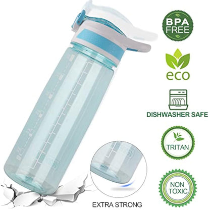 VENNERLI Water Bottle with Straw and Time Marking, Sports Water Bottle BPA Free Leak Proof Dishwasher Safe Reusable Tritan Drinks Bottle Durable Motivational for Adults Outdoor 800ml