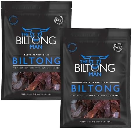 The Biltong Man | Tasty Traditional Lean Beef Biltong | Healthy High Protein Dried Beef Snack | 1Kg (Pack of 2)
