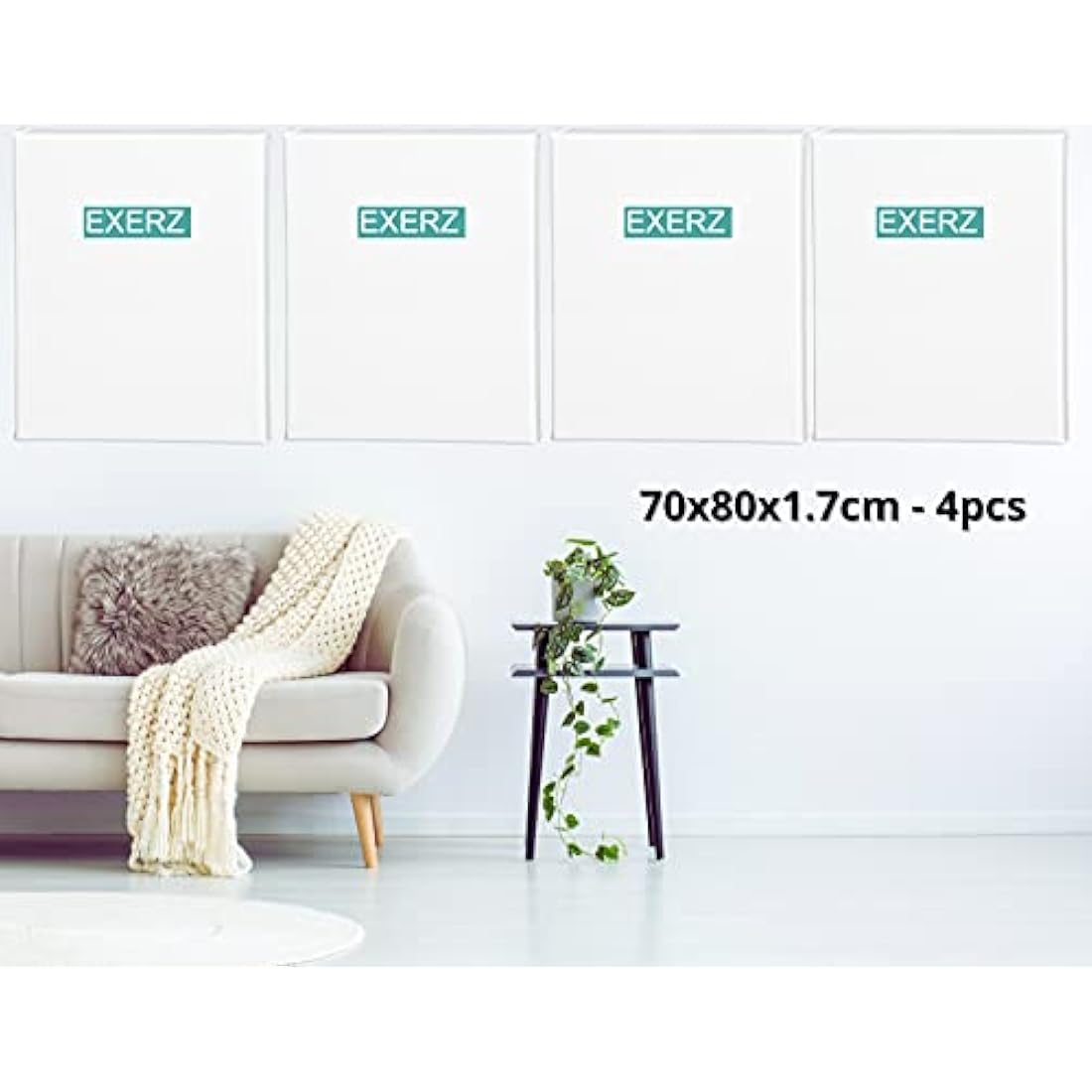 Exerz 70x80cm Stretched Canvas 4pk - Artist Framed Canvas 280GSM 1.7cm Thickness/ 100% Cotton/Blank/Triple Primed/Acid Free/Medium Grain