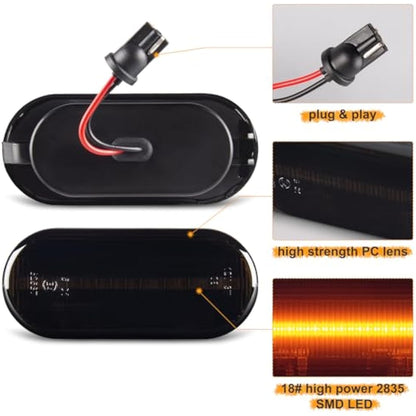 OZ-LAMPE Side Indicator, Dynamic LED Side Marker 18 SMD Amber Turn Signal Light Error Free Smoke For Fiesta C-Max Focus Fusion Galaxy Bora Golf Jetta Passat Polo Sharan Vento Ibiza Leon Citigo Felicia