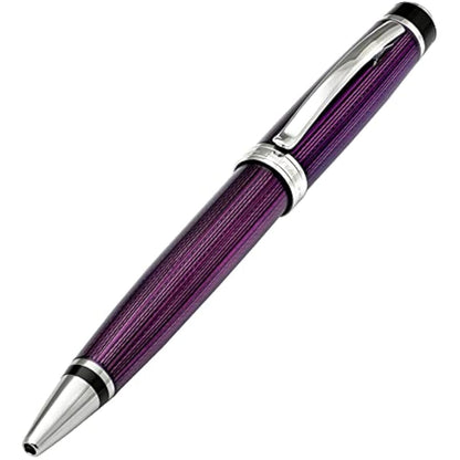 Xezo Incognito Brass Ballpoint Pen in Purple Metallic Color, Diamond-Cut Engraved, Serial, Platinum Plated Parts (Incognito Purple B-2)
