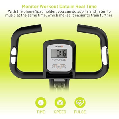 ATIVAFIT Folding Exercise Bike 8 Levels Resistance F-Bike with Heart Rate Sensor + Phone Holder
