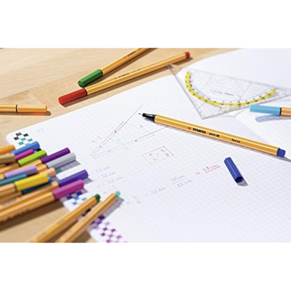 STABILO point 88 - Fineliner - Pack of 30 - Assorted Colours including 5 Neon Colours