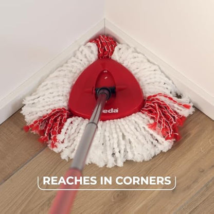 Vileda Turbo Microfibre Mop and Bucket Set, Spin Mop for Cleaning Floors, Set of 1x Mop and 1x Bucket,Grey/Red,48.5 x 27.5 x 28 cm