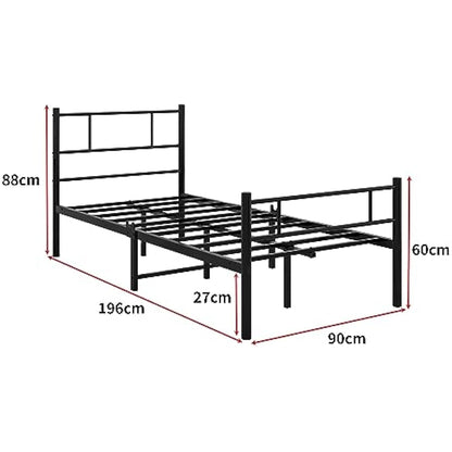 HOMERECOMMEND Single Metal Bed Frame 3ft Bed Frame with Headboard No Box Spring Needed,Under Bed Storage,Steel Slat Support,Easy Assembly,Black