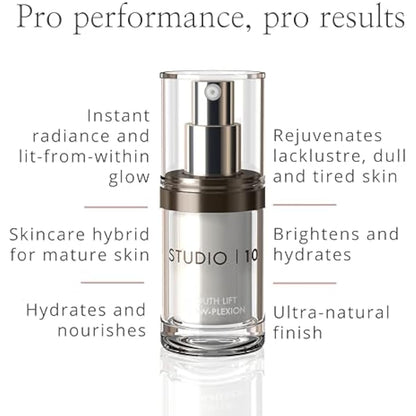 Studio10 Skin Lift Glow-Plexion Primer and Highlighter 2-in-1 Radiance Booster with Skincare Benefits for Hydrated Brightened and Lifted Skin Suitable for Dull Dry and Mature Complexions