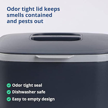 BLUE GINKGO Kitchen Compost Bin [5L] – Filter-Free, Odor-Tight Countertop Food Waste Pail with Handles (Made in Korea, Grey)
