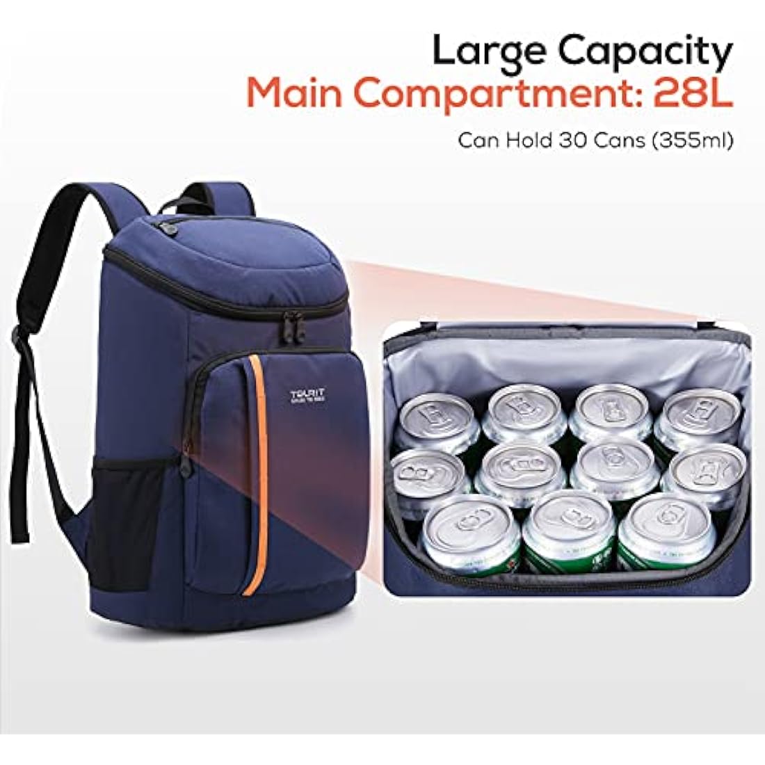 TOURIT Cooler Backpack 30 Cans Lightweight Insulated Backpack Cooler Leak-Proof Soft Cooler Bag Large Capacity for Men Women to Picnics, Camping, Hiking, Beach, Park or Day Trips
