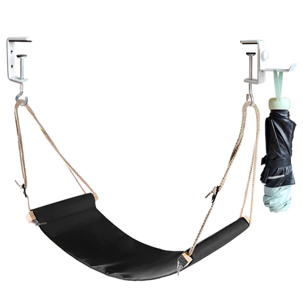 Auoinge Canvas Foot Rest Hammock, Adjustable Mini Foot Rest Stand Under Desk for Home and Office