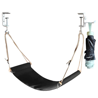 Auoinge Canvas Foot Rest Hammock, Adjustable Mini Foot Rest Stand Under Desk for Home and Office