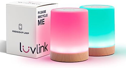 LuvLink Friendship Lamp v2 Extended WiFi Range - Simple Bluetooth Setup (Set of Two)