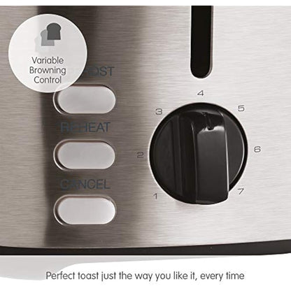 Morphy Richards Equip 2 Slice Toaster, Defrost and Reheat, Browning Controls, Variable Wide Slots, Removable Crumb Tray, 800W, Stainless Steel, 222067