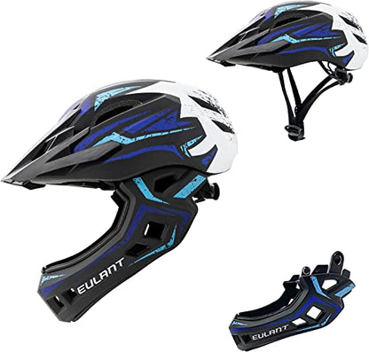 ONTYZZ Children's Bicycle Helmet Lightweight Full Face Helmet with Detachable Chin Guard and Visor for Kids Balance Bike Scooter Roller Skates