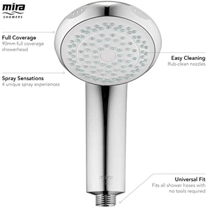 Mira Showers Logic Showerhead Handheld 4 Spray Showerhead Chrome 2.1605.176