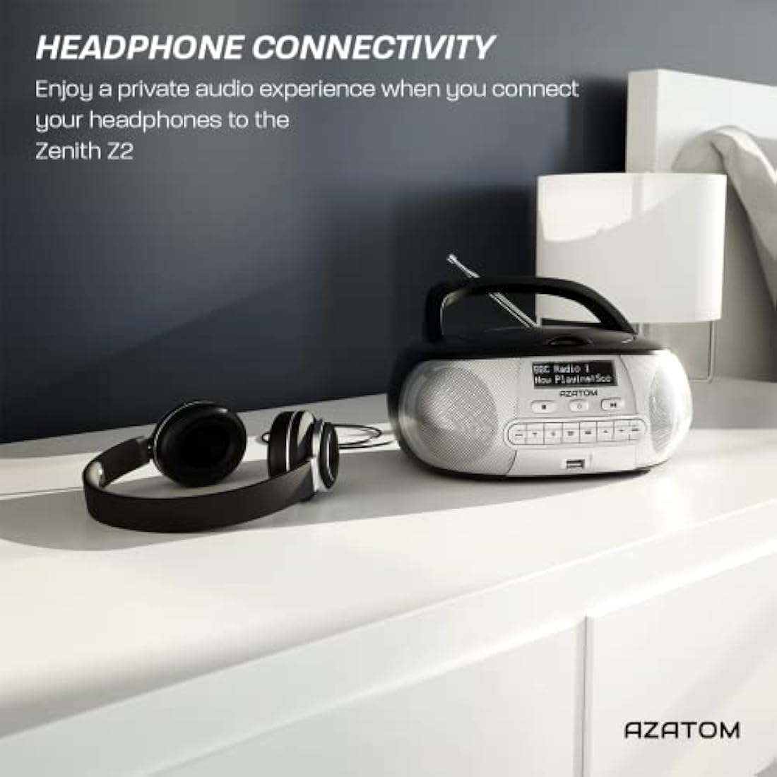 Portable CD Player with DAB/DAB+/FM Digital Radio | Bluetooth & USB MP3 Player | Battery & Mains Powered (6x”C”) | Dual Alarms & Sleep Timer | Perfect for Home, Office or Outdoors | AZATOM Zenith Z2