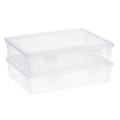 BTSKY Clear Plastic Storage Box with Flap Lid, Multipurpose Craft Organizers and Storage Box Art Supply Storage Organizer Plastic Sewing Box for