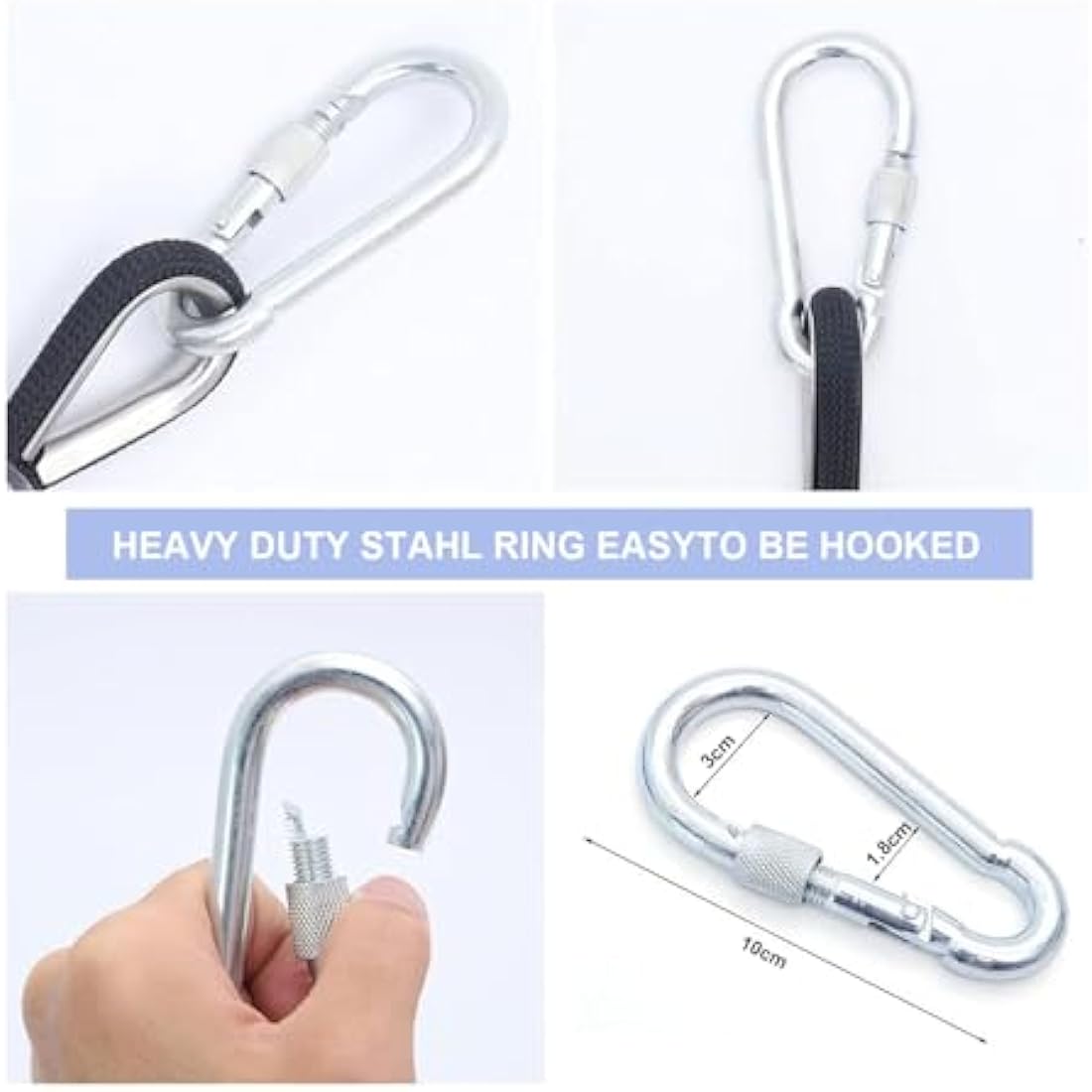 Gangying 40m Climbing Rope 8mm Outdoor Static Rock Climbing Rope High Strength Cord Safety Rope Braid Nylon Rope, Escape Rope Fire Rescue Parachute Rope with 2 Carabiner