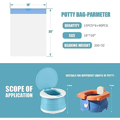Portable Travel Potty Chair Liners Bags Universal with Drawstring For Toddler Potty Training Toilet Seat Disposable Cleaning Bag For Kids Toddler Adults Pet Outdoors-90 PCS(45 * 50CM)