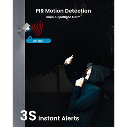 ieGeek No Monthly Fee 2K Wireless Security Camera Outdoor Colorful Night Vision, Rechargeable Battery CCTV Camera Systems, WiFi Home, Motion Detection, Siren Floodlight, Voice Intercom, Remote Access