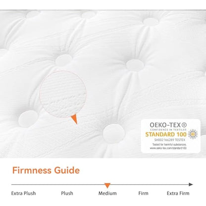 TeQsli Single Mattress 3FT, 10 Inch Gel Memory Foam 7 Zone Orthopedic Single Mattress Pocket Sprungs Wave Foam Hybrid - Medium Firm Motion - Isolation 90x190x25 cm