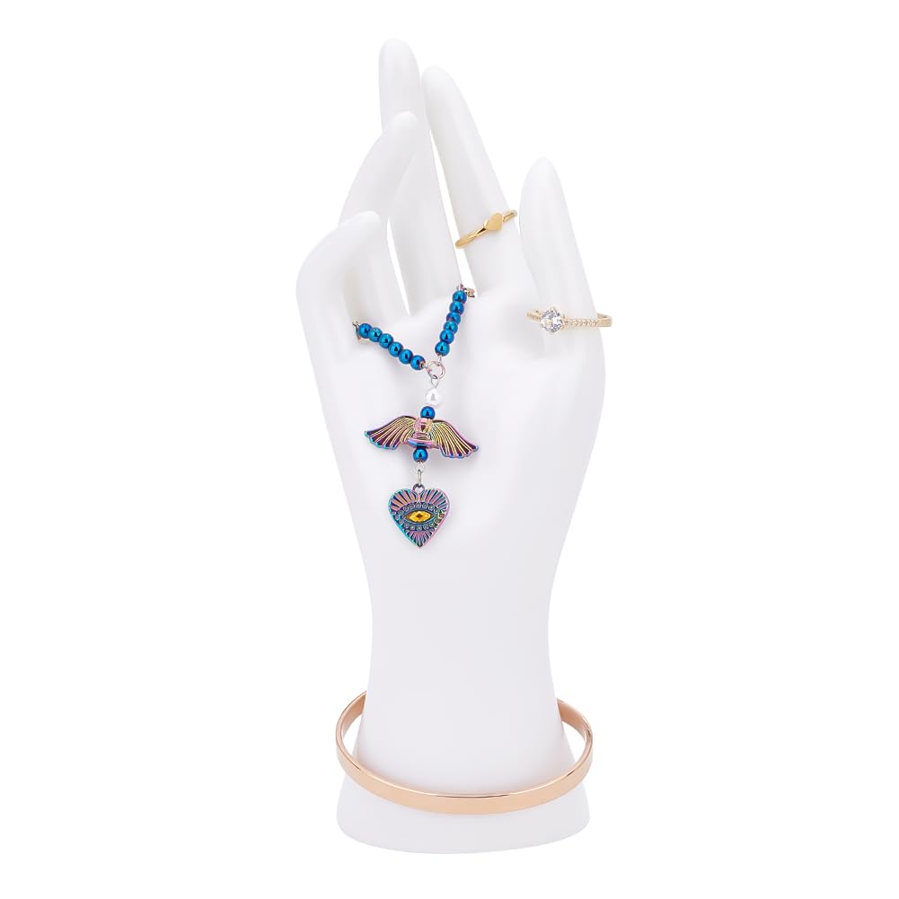 PH PandaHall Female Mannequin Hand Display, Ring Display Holder Stands White Glove Display Rack Bracelet Holder for Ring Bracelet Watch Jewellery
