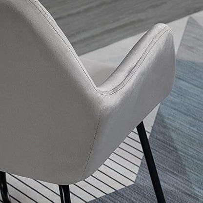 HOMCOM Modern Accent Chair, Velvet-Feel Fabric Upholstered Armchair with Metal Base for Living Room, Grey