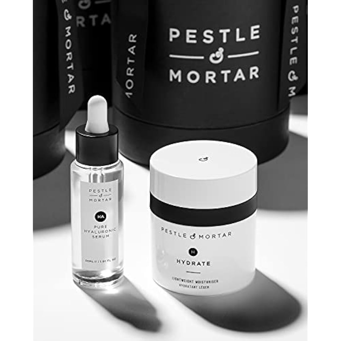 Pestle & Mortar Hydrating Duo gift sets- Hyaluronic Acid Face Serum with Vitamin B5 and Lightweight Anti Ageing Face Moisturiser