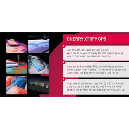 CHERRY XTRFY GP5, XL Gaming Mouse Pad (920 x 400 x 3 mm), High-Speed Cloth Surface for Precision, Stitched Edges, Non-slip, Machine washable, Litus Pink