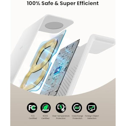 GEEKERA Wireless Charger, 3 in 1 Wireless Charging Station for iPhone 16/15/14/13/12/11/Pro Max/X/8, Phone and Watch Charger Stand for Apple Watch Ultra/10/9/8/7/6/5/4/3/2/SE, AirPods Pro/4/3/2-White
