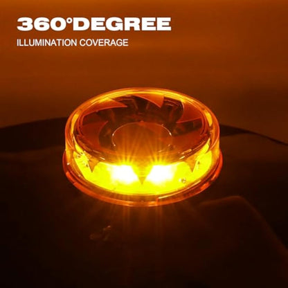 Yinaolan LED Amber Warning Beacon Light, 16LEDs 12/24V Orange Blinking Lamp 4 Flash & 2 Rotating Patterns for Agricultural Machines, Commercial Vehicle, School Bus, Tractor Excavators Truck